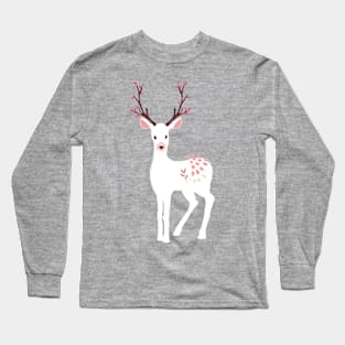 White Christmas Deer Long Sleeve T-Shirt